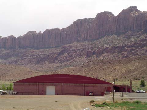 View of Arena with Mountains in Back